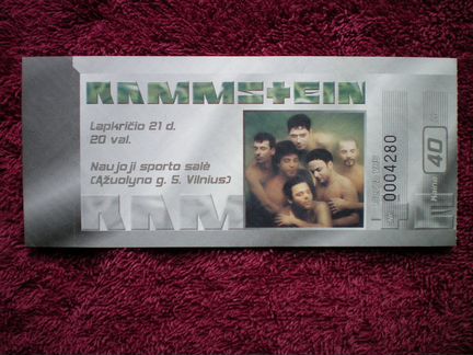 Rammstein - Mutter Tour 2001 - билет