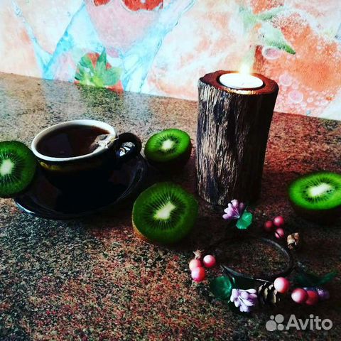 Подсвечники из спила дерева 