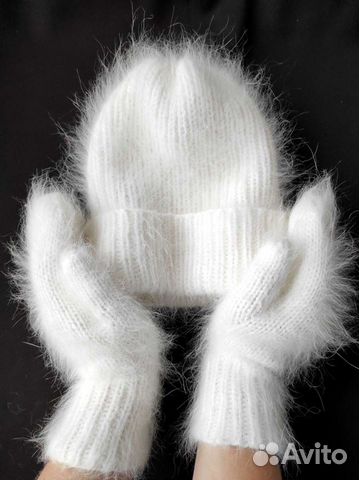 Шапка и варежки из пуха норки