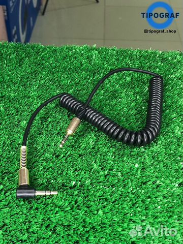 AUX кабель 3,5 черный пружинка