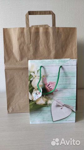 Подарочный пакет крафт пакет большой с ручками
