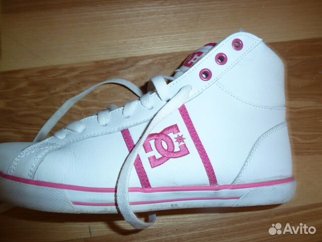 Кроссовки белые с розовым для скейтборда DS shoes