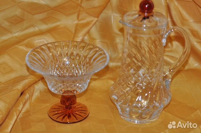 Кувшины СССР стекло и ваза (фруктовница)— фотография №3