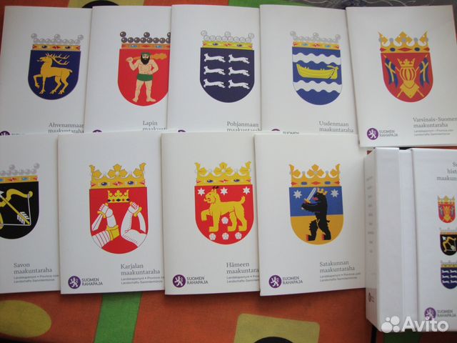Финляндия 5 евро 2010-2011 Провинции 9 монет Пруф Финляндия 5 евро 2010-2011 Провинции 9 монет Пруф