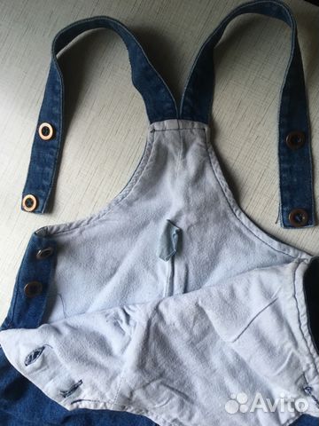 Джинсовый полукомбинезон, р.98, утеплённый, джинсы Джинсовый полукомбинезон, р.98, утеплённый, джинсы