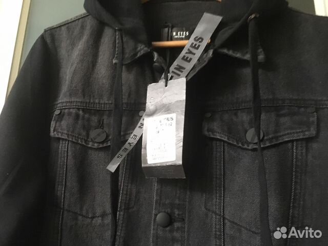 Новая джинсовая мужская куртка размер М с капюшоно