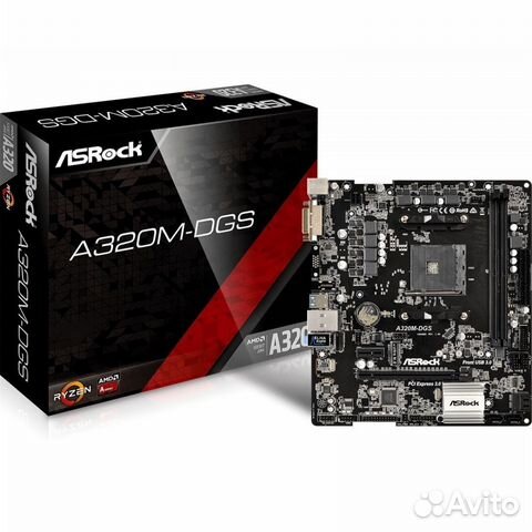 М/плата ASRock A320M-DGS Socket AM4 PCI-E/raid/DVI