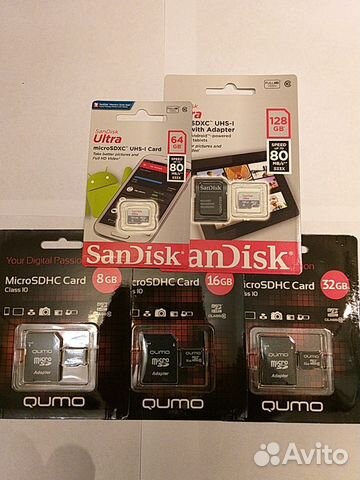 Карты памяти новые micro sd 8,16,32,64,128 Gb