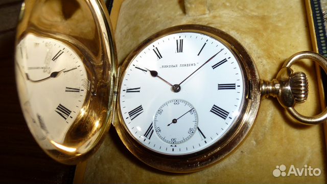 Редкие золотые карманные часы Николай Линден
