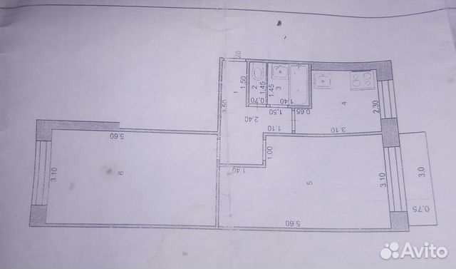 2-к квартира, 47.6 м², 5/5 эт.