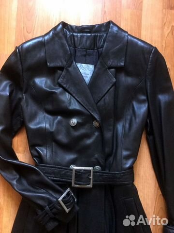 Кожаное пальто плащ (Франция),как новое,оригинал Кожаное пальто плащ (Франция),как новое,оригинал