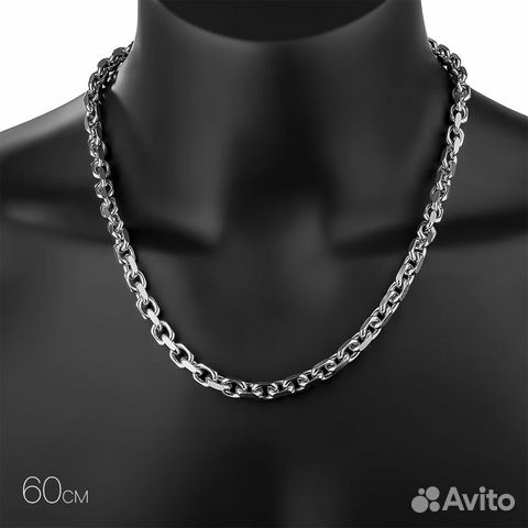 Толстая серебряная цепочка, плетение якорное, покр Толстая серебряная цепочка, плетение якорное, покр