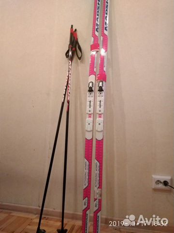 Лыжи для девочки(190см) розовые с узором, ботинки
