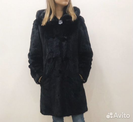 Норковая шуба чёрный бриллиант