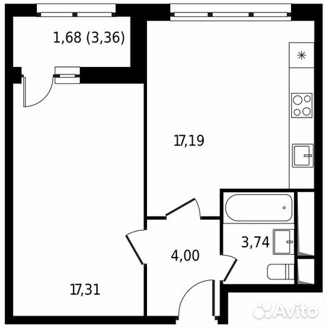 1-к квартира, 43.9 м², 18/21 эт.