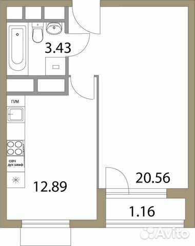 1-к квартира, 38 м², 19/20 эт. 1-к квартира, 38 м², 19/20 эт.