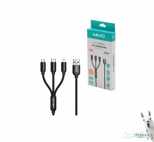 Кабель mivo 3 в 1: micro-usb, lightning, type-c
