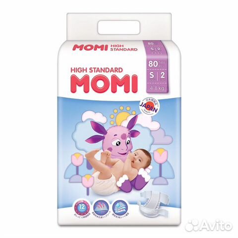 Памперсы японские Momi размер S 4-8 кг Памперсы японские Momi размер S 4-8 кг