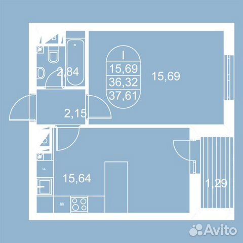 1-к квартира, 37.6 м², 9/16 эт. 1-к квартира, 37.6 м², 9/16 эт.