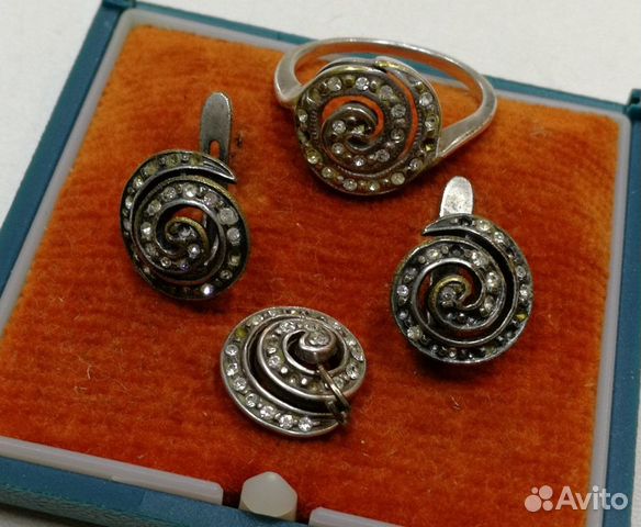 Бижутерия Серьги кольцо кулон серебрение Jenavi Бижутерия Серьги кольцо кулон серебрение Jenavi