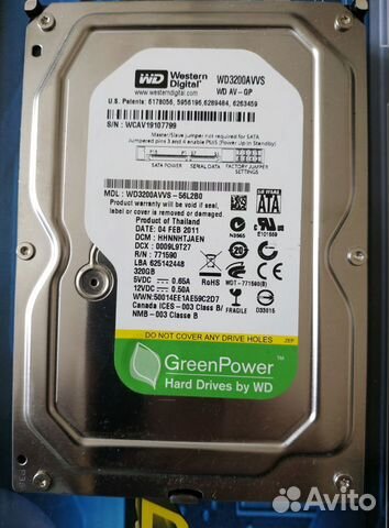Жесткий диск HDD WD Green 320GB