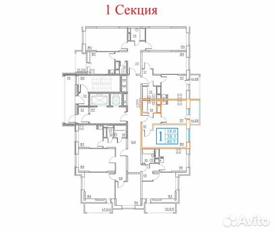1-к квартира, 40.5 м², 16/17 эт.