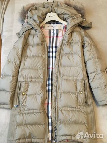 Женский пуховик Burberry, зима, S, бежевый