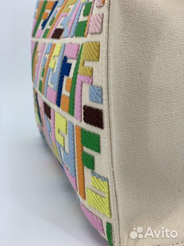 Новая женская сумка шопер кожа деним Fendi цветная