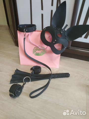 Маска Наручники ошейник и плетка кожаные комплект