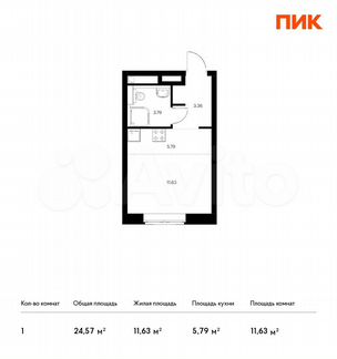 Квартира-студия, 24.6 м², 5/14 эт.