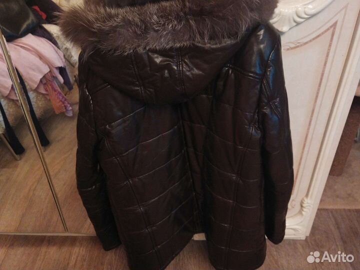 Пуховик мужской эко кожа