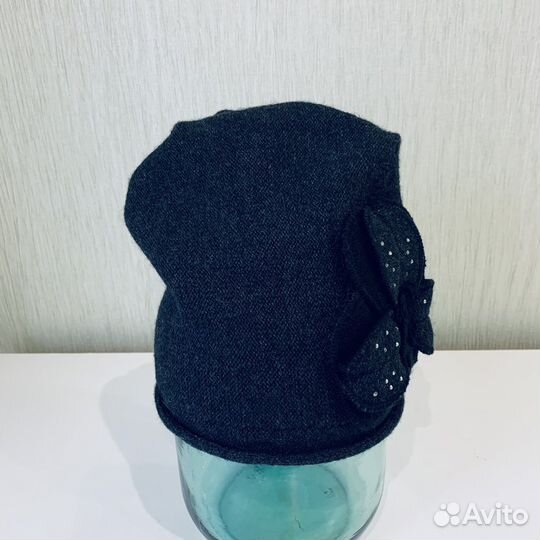 Шапка шерсть серая женская