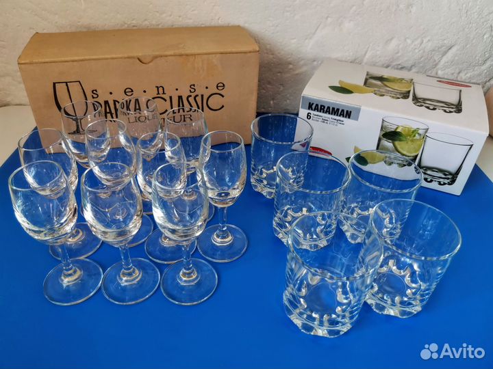 Бокалы фужеры стаканы рюмки два набора, за набор