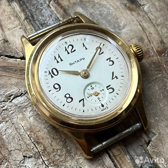 Редкие часы Янтарь ччз, позолота, ссср, 1960