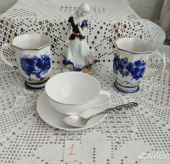 Чайные пары,чашки,бокалы фарфор