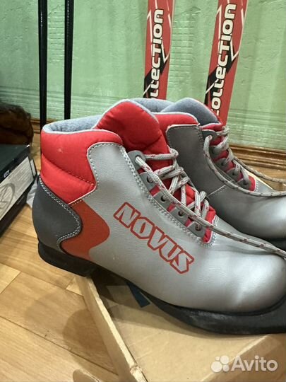 Лыжи беговые 170 с ботинками 35 размер