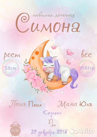 Метрика для новорожденных