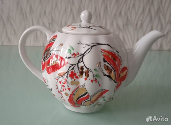 Чайный сервиз Бабочки, лфз, форма Тюльпан