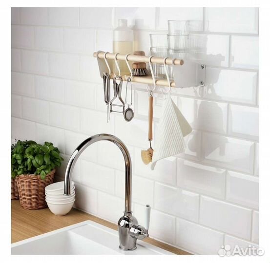 Полка Nereby IKEA, крючки Hultarp, Grundtal