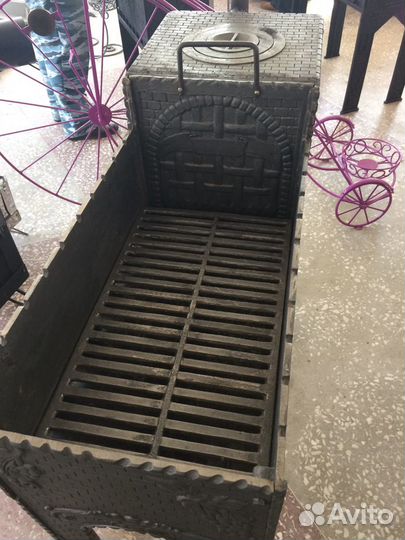 Мангал большой чугунный с печью под казан