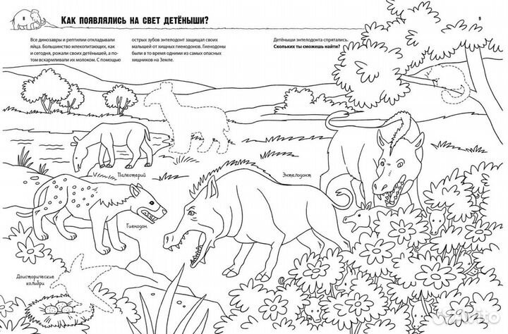 Раскраска. Динозавры и мамонты