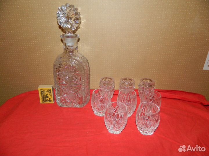 Графин штоф хрусталь и стопки 3 + 5 шт СССР