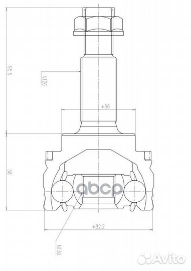 ШРУС внешний NKN AB1307-2H с кольцом ABS AB1307-2H