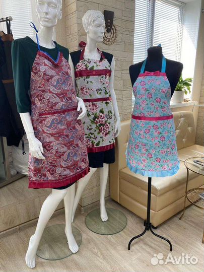 Фартук женский кухонный натуральный лён