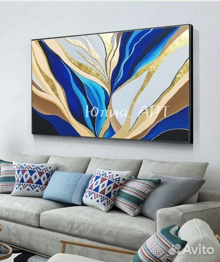 Картина с золотом в интерьер на холсте