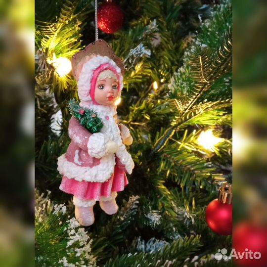 Ватные елочные игрушки. Девочка - снегурочка