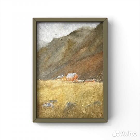 Бронь Картина этюд Пейзаж акварель