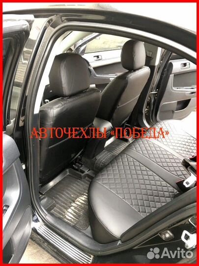 Чехлы Mitsubishi Lancer 10 1 из экокожи чёрные Ром