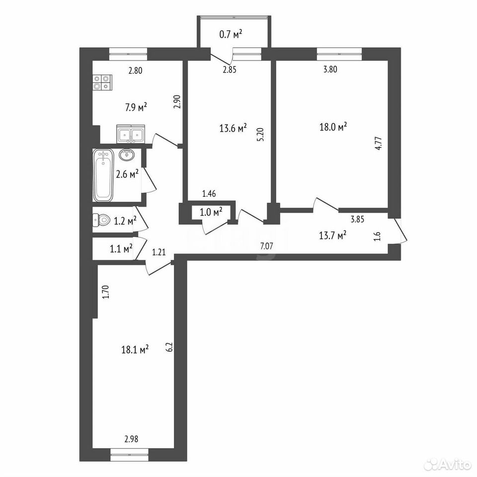 3-к. квартира, 77,2 м², 3/3 эт., Стерлитамак