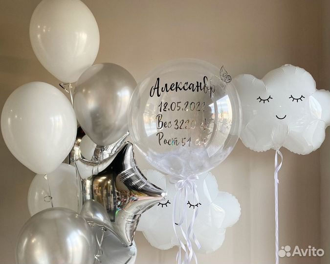 Воздушные шары на выписку из роддома, гелиевый шар